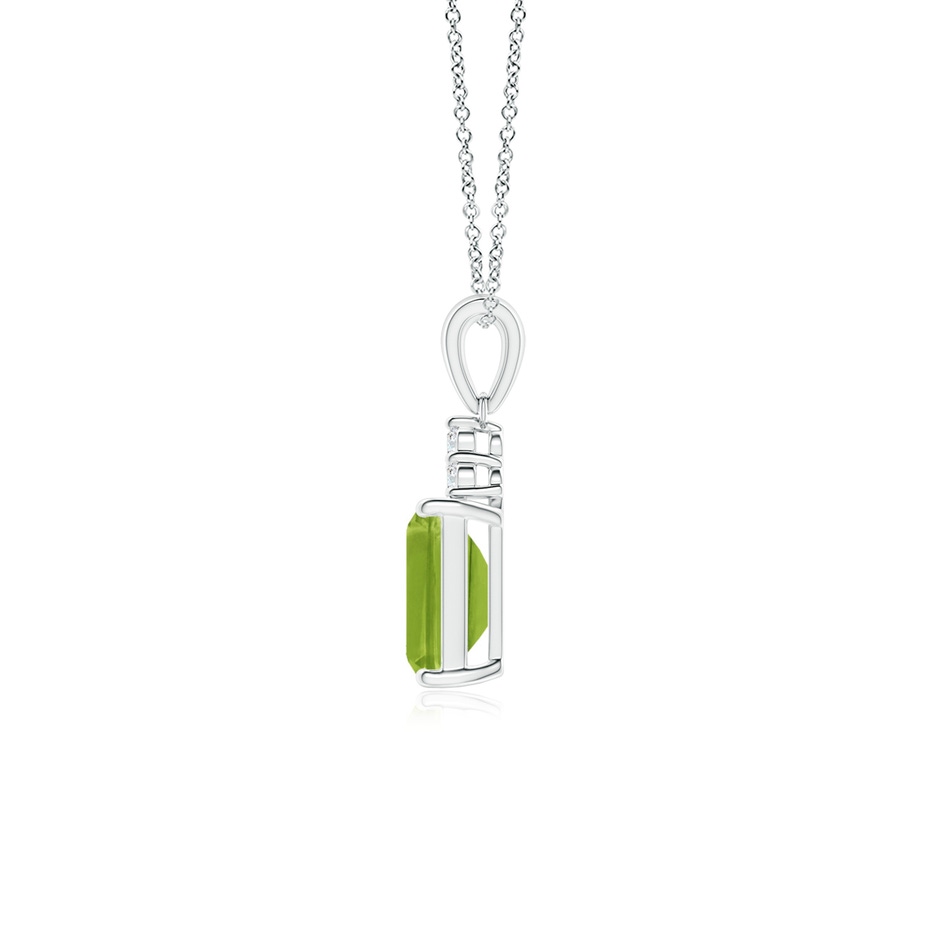 7x5mm AAA Emerald-Cut Peridot Pendant with Diamond Trio in White Gold side-1