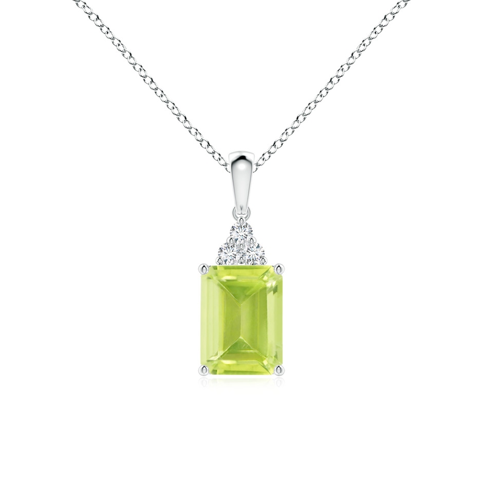 8x6mm A Emerald-Cut Peridot Pendant with Diamond Trio in S999 Silver 