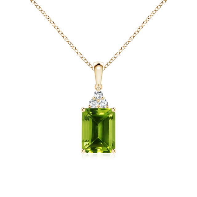 14K Yellow Gold 8x6mm Em. Cut Rectangular Peridot 18