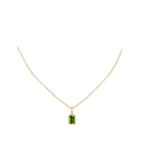 Emerald-Cut Peridot Pendant with Diamond Trio