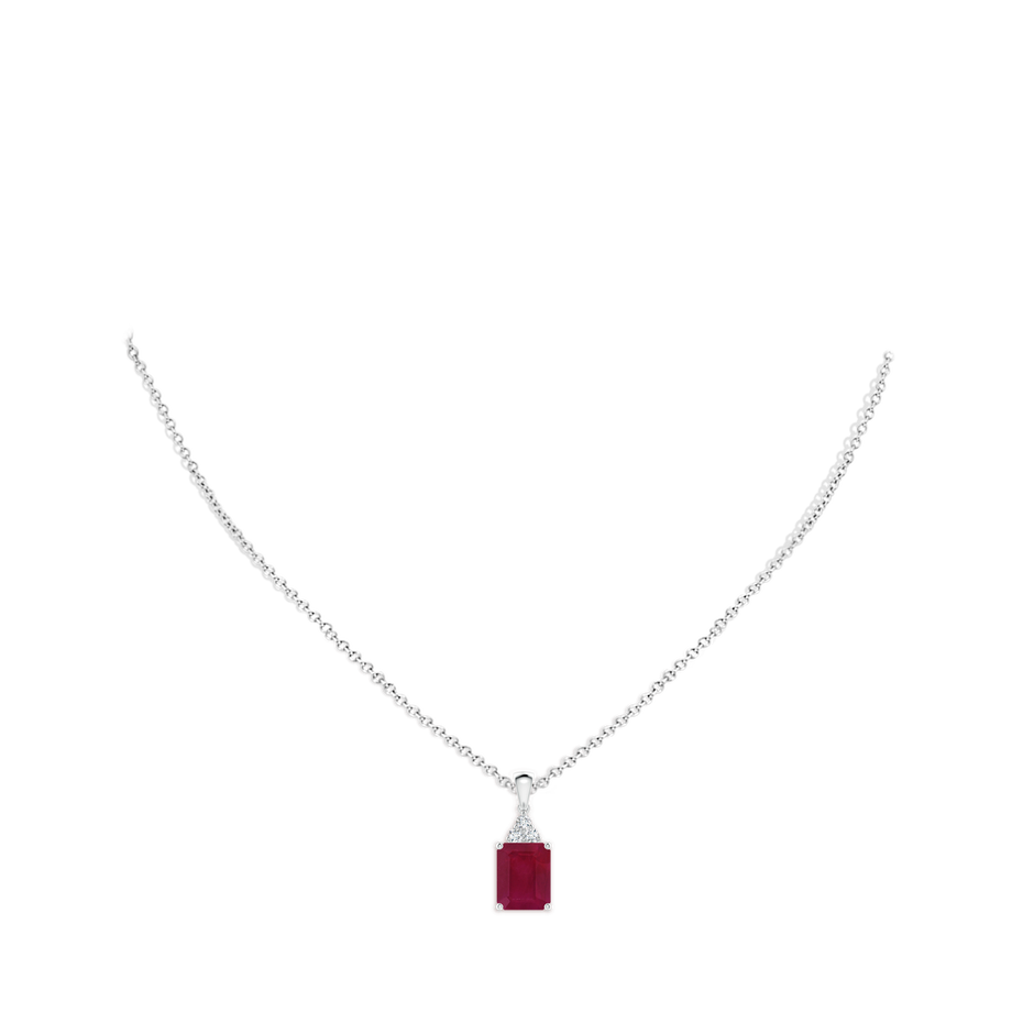 10x8mm A Emerald-Cut Ruby Pendant with Diamond Trio in P950 Platinum pen