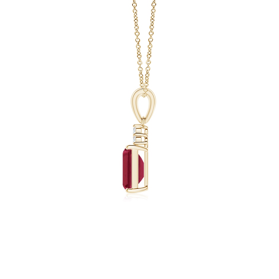 6x4mm A Emerald-Cut Ruby Pendant with Diamond Trio in Yellow Gold side 199