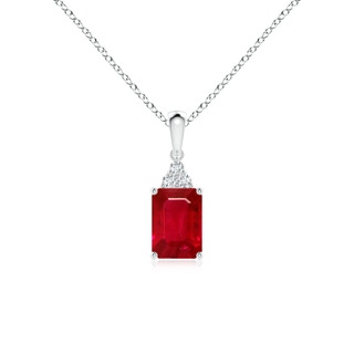 7x5mm AAA Emerald-Cut Ruby Pendant with Diamond Trio in P950 Platinum