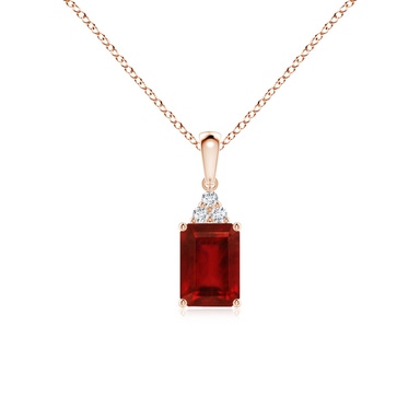 Oval Ruby Pendant with Floral Diamond Halo | Angara