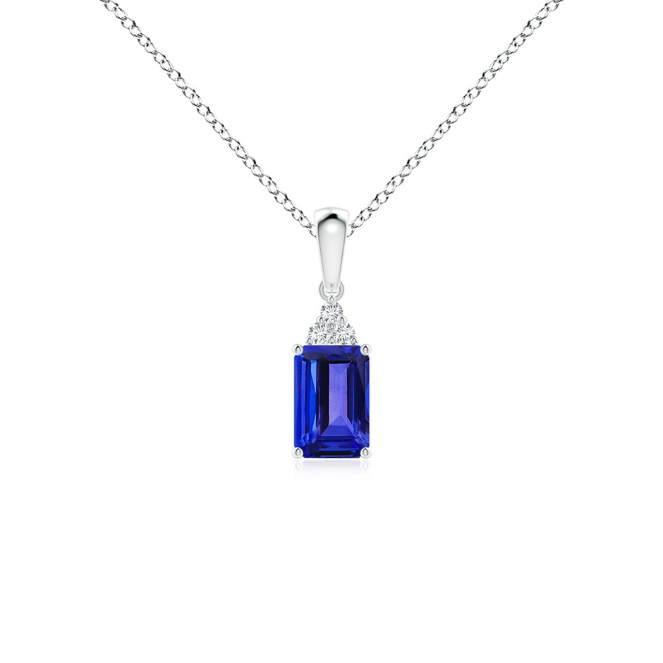 6x4mm AAAA Emerald-Cut Tanzanite Pendant with Diamond Trio in P950 Platinum 