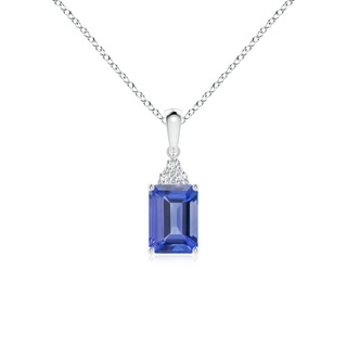 7x5mm AA Emerald-Cut Tanzanite Pendant with Diamond Trio in P950 Platinum