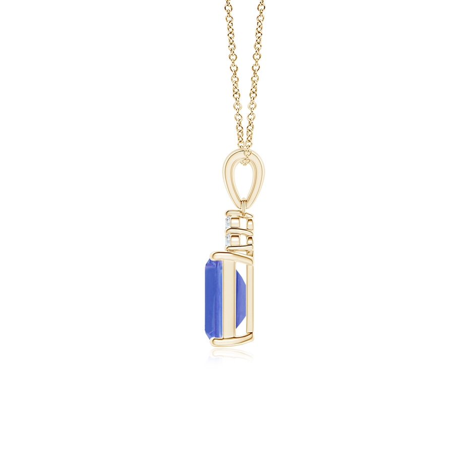 7x5mm AA Emerald-Cut Tanzanite Pendant with Diamond Trio in Yellow Gold side-1