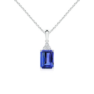 7x5mm AAA Emerald-Cut Tanzanite Pendant with Diamond Trio in P950 Platinum