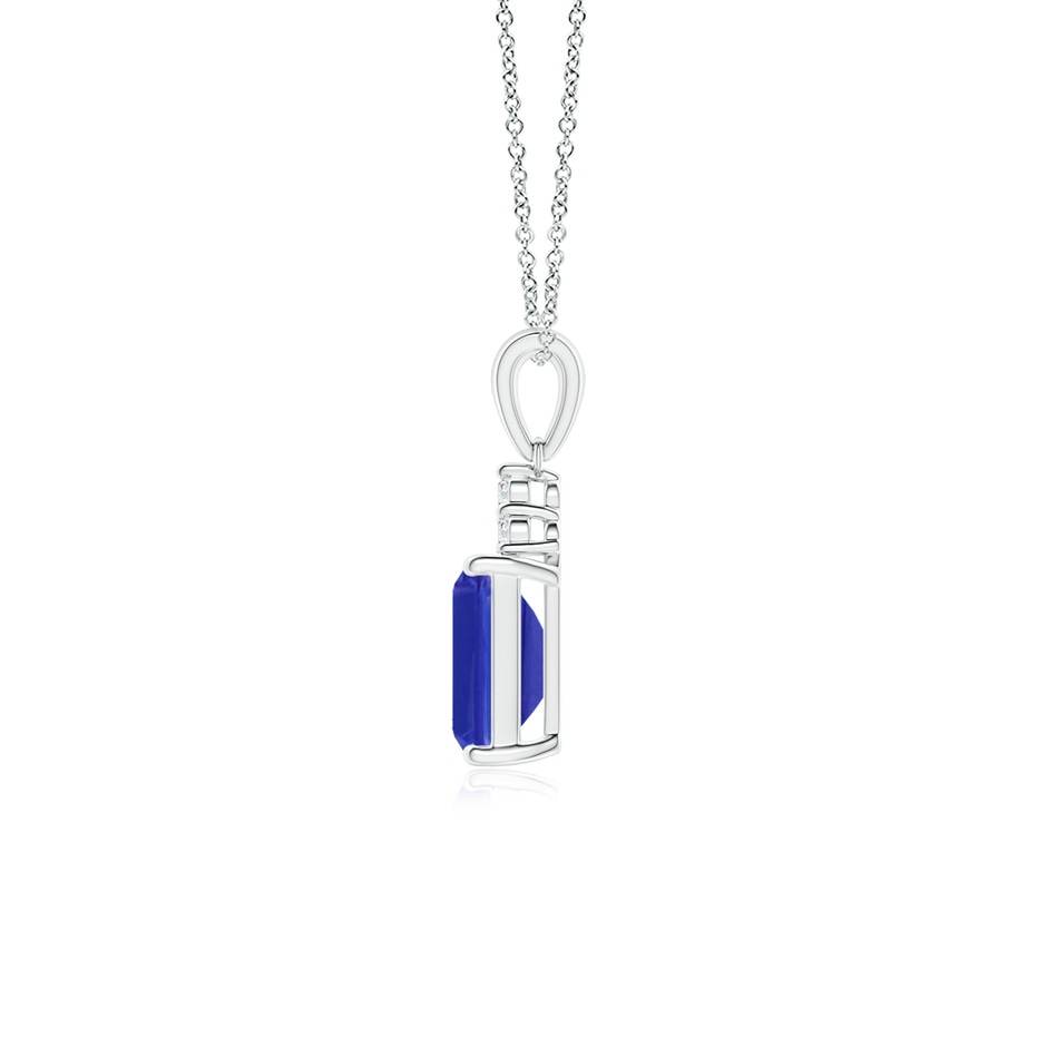 7x5mm AAAA Emerald-Cut Tanzanite Pendant with Diamond Trio in S999 Silver side-1