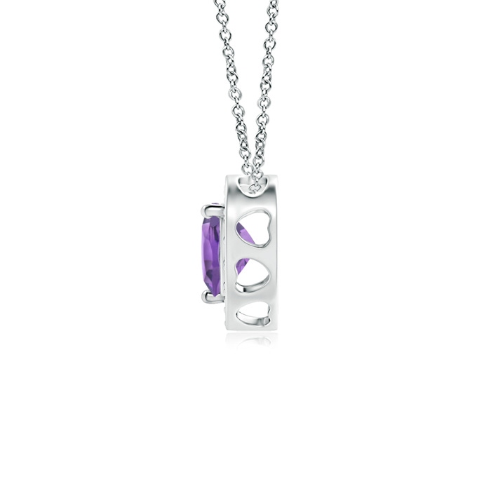 4mm A Heart-Shaped Amethyst Pendant with Diamond Halo in P950 Platinum product image