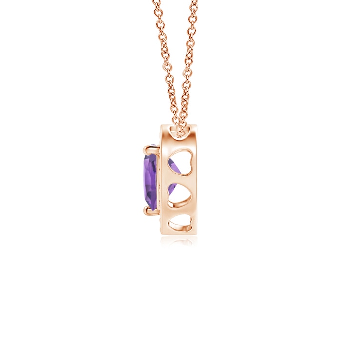4mm A Heart-Shaped Amethyst Pendant with Diamond Halo in Rose Gold product image