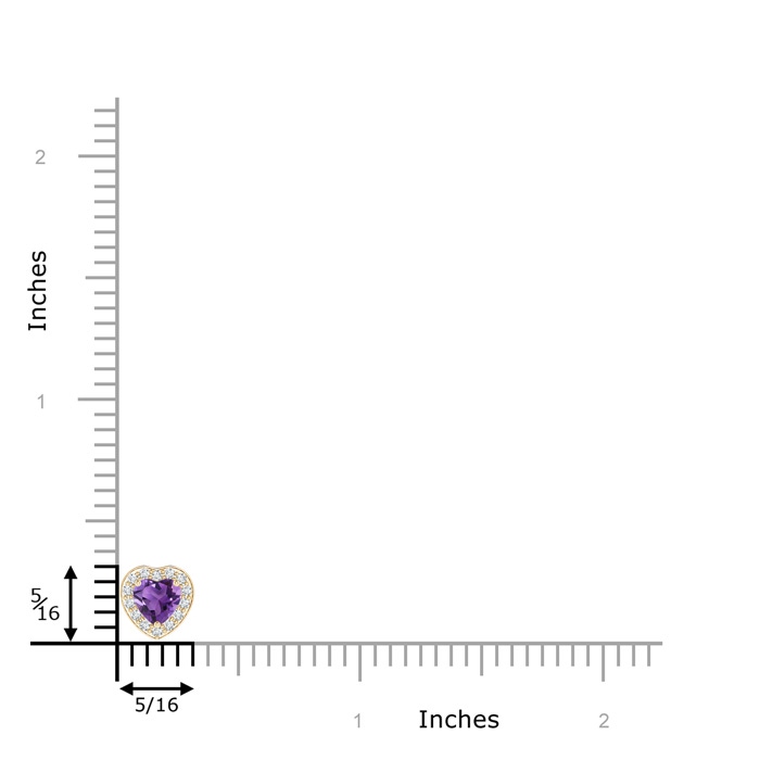 4mm AAA Heart-Shaped Amethyst Pendant with Diamond Halo in Yellow Gold product image