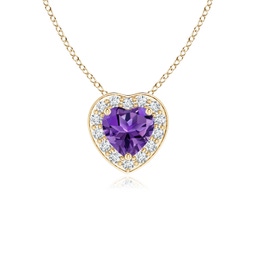 Heart Yellow Gold Amethyst Necklaces