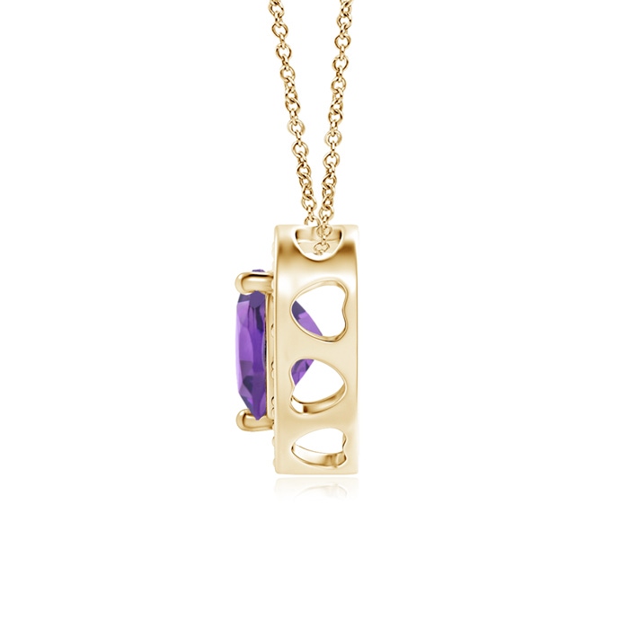 5mm AA Heart-Shaped Amethyst Pendant with Diamond Halo in Yellow Gold product image
