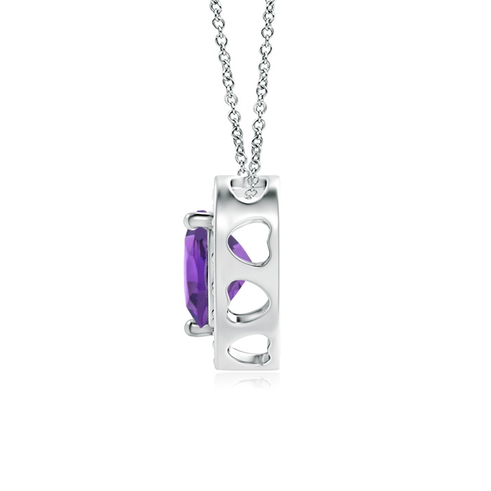 5mm AAA Heart-Shaped Amethyst Pendant with Diamond Halo in P950 Platinum product image