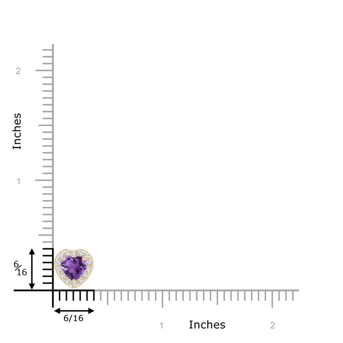 5mm AAA Heart-Shaped Amethyst Pendant with Diamond Halo in Yellow Gold product image