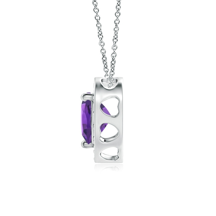5mm AAAA Heart-Shaped Amethyst Pendant with Diamond Halo in White Gold product image
