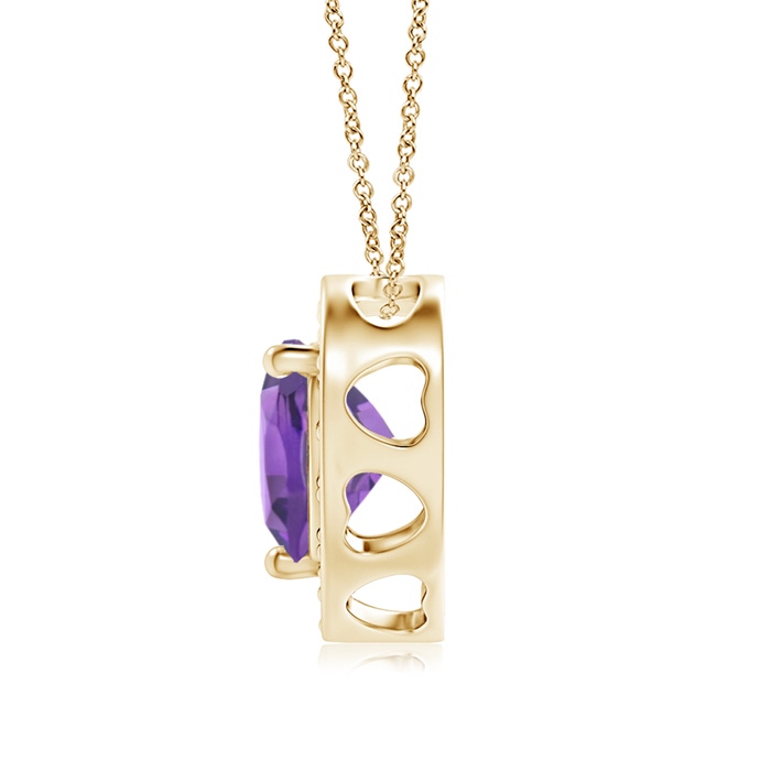 6mm AA Heart-Shaped Amethyst Pendant with Diamond Halo in Yellow Gold product image