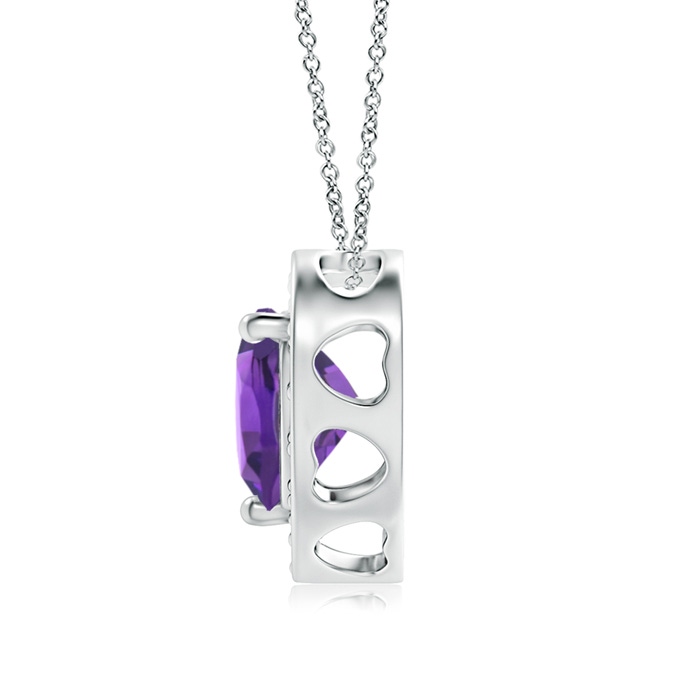 6mm AAAA Heart-Shaped Amethyst Pendant with Diamond Halo in White Gold product image