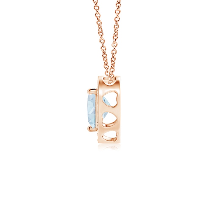 4mm A Heart-Shaped Aquamarine Pendant with Diamond Halo in Rose Gold product image
