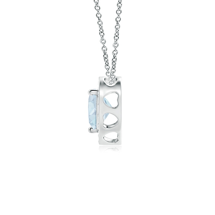 4mm A Heart-Shaped Aquamarine Pendant with Diamond Halo in White Gold product image