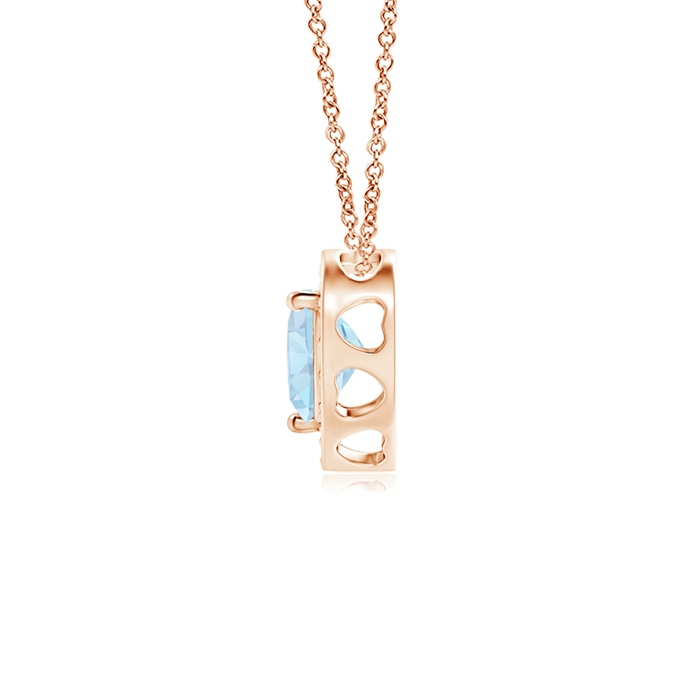 4mm AA Heart-Shaped Aquamarine Pendant with Diamond Halo in Rose Gold product image