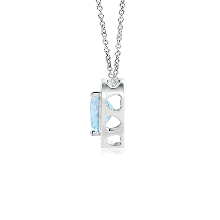 4mm AA Heart-Shaped Aquamarine Pendant with Diamond Halo in White Gold product image