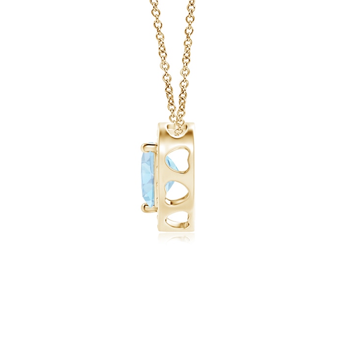 4mm AA Heart-Shaped Aquamarine Pendant with Diamond Halo in Yellow Gold product image
