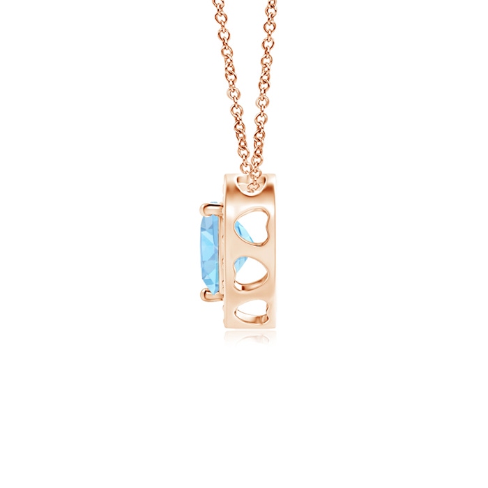 4mm AAA Heart-Shaped Aquamarine Pendant with Diamond Halo in Rose Gold product image
