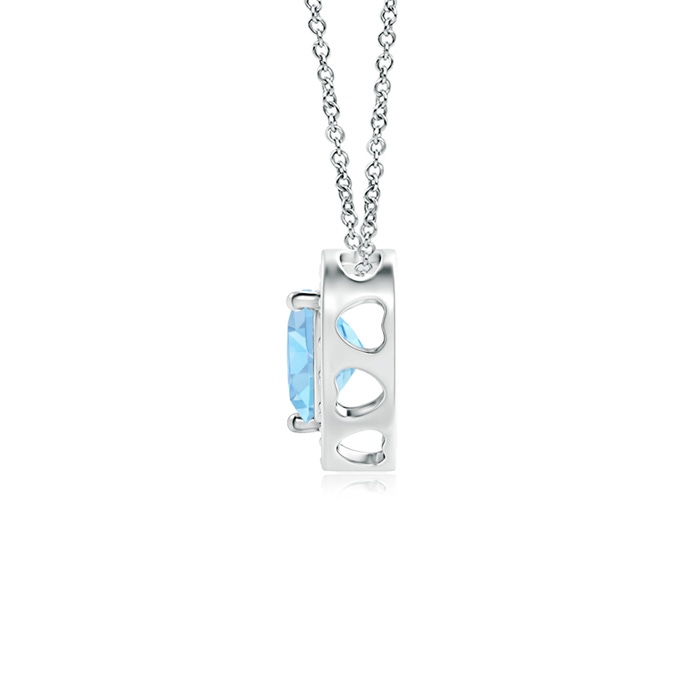 4mm AAA Heart-Shaped Aquamarine Pendant with Diamond Halo in White Gold product image