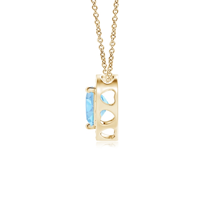 4mm AAA Heart-Shaped Aquamarine Pendant with Diamond Halo in Yellow Gold product image