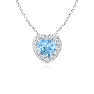 4mm AAAA Heart-Shaped Aquamarine Pendant with Diamond Halo in P950 Platinum