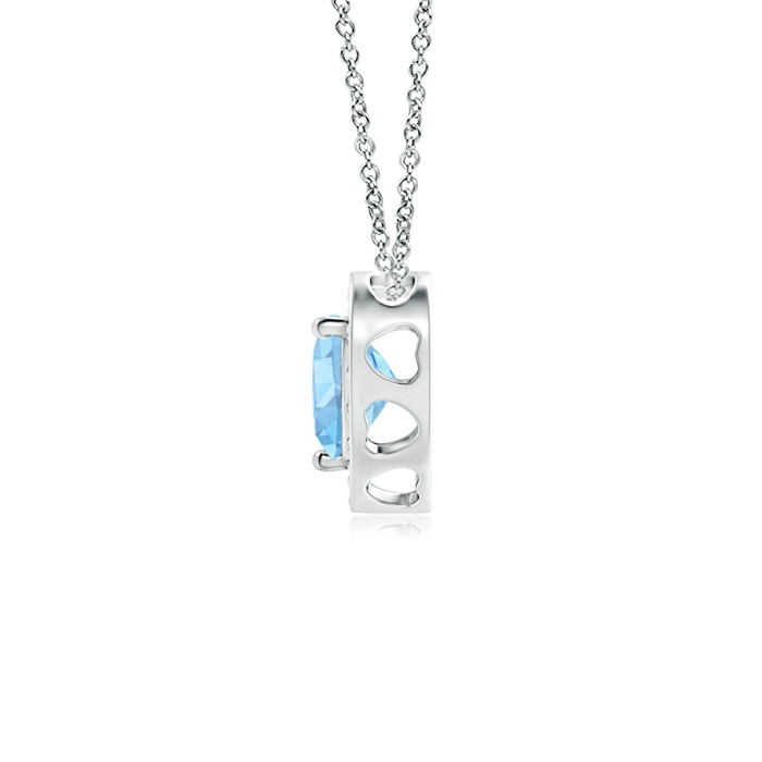 4mm AAAA Heart-Shaped Aquamarine Pendant with Diamond Halo in White Gold product image