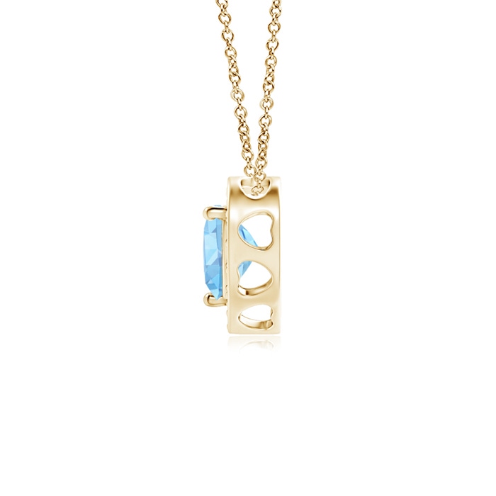 4mm AAAA Heart-Shaped Aquamarine Pendant with Diamond Halo in Yellow Gold product image