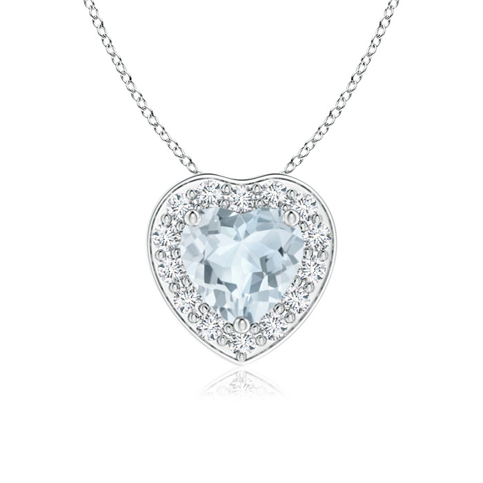 5mm A Heart-Shaped Aquamarine Pendant with Diamond Halo in P950 Platinum 
