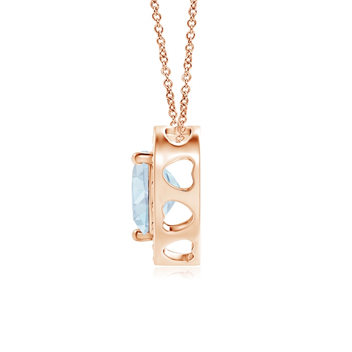 5mm A Heart-Shaped Aquamarine Pendant with Diamond Halo in Rose Gold product image