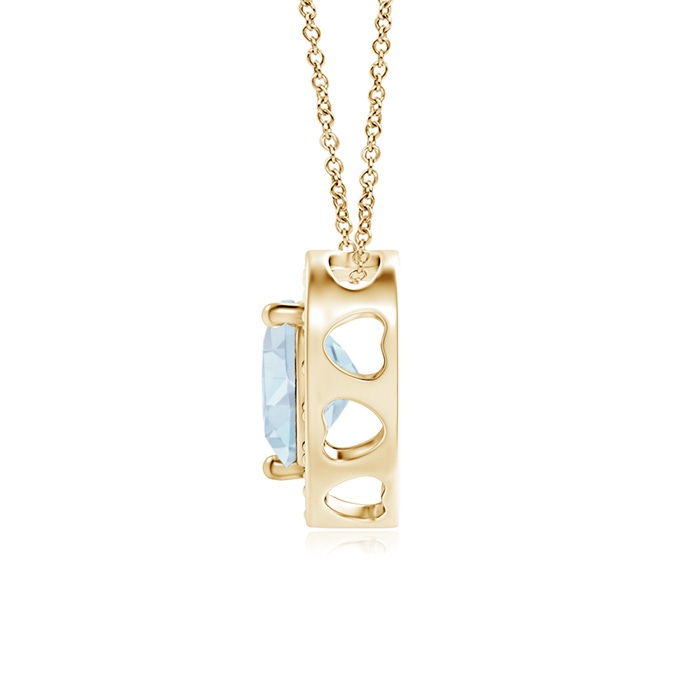 5mm A Heart-Shaped Aquamarine Pendant with Diamond Halo in Yellow Gold product image