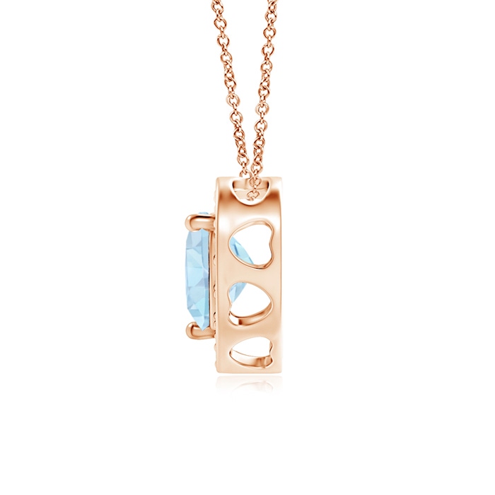 5mm AA Heart-Shaped Aquamarine Pendant with Diamond Halo in Rose Gold product image