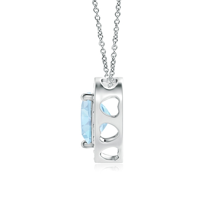 5mm AA Heart-Shaped Aquamarine Pendant with Diamond Halo in White Gold product image