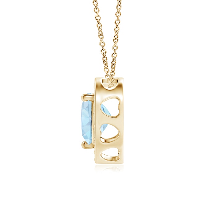 5mm AA Heart-Shaped Aquamarine Pendant with Diamond Halo in Yellow Gold product image
