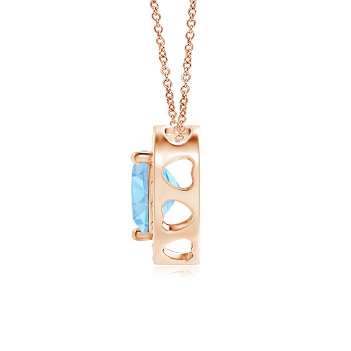 5mm AAA Heart-Shaped Aquamarine Pendant with Diamond Halo in Rose Gold product image