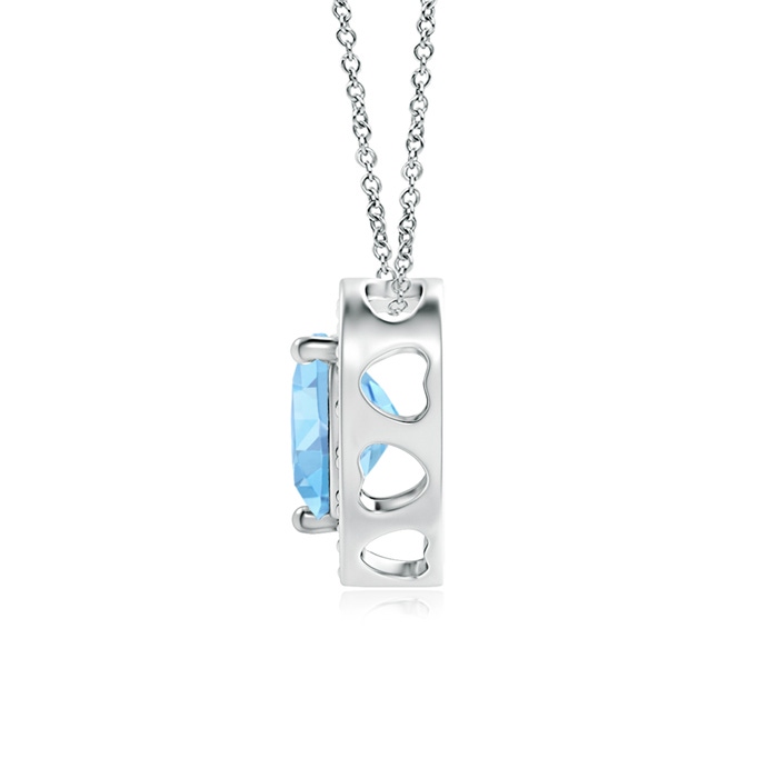 5mm AAAA Heart-Shaped Aquamarine Pendant with Diamond Halo in White Gold Product Image