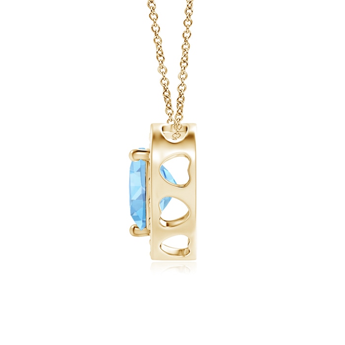5mm AAAA Heart-Shaped Aquamarine Pendant with Diamond Halo in Yellow Gold product image
