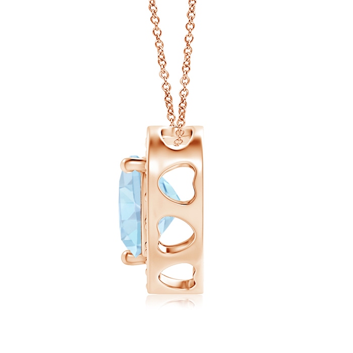 6mm AA Heart-Shaped Aquamarine Pendant with Diamond Halo in Rose Gold product image