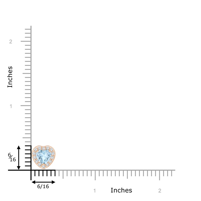 6mm AA Heart-Shaped Aquamarine Pendant with Diamond Halo in Rose Gold product image