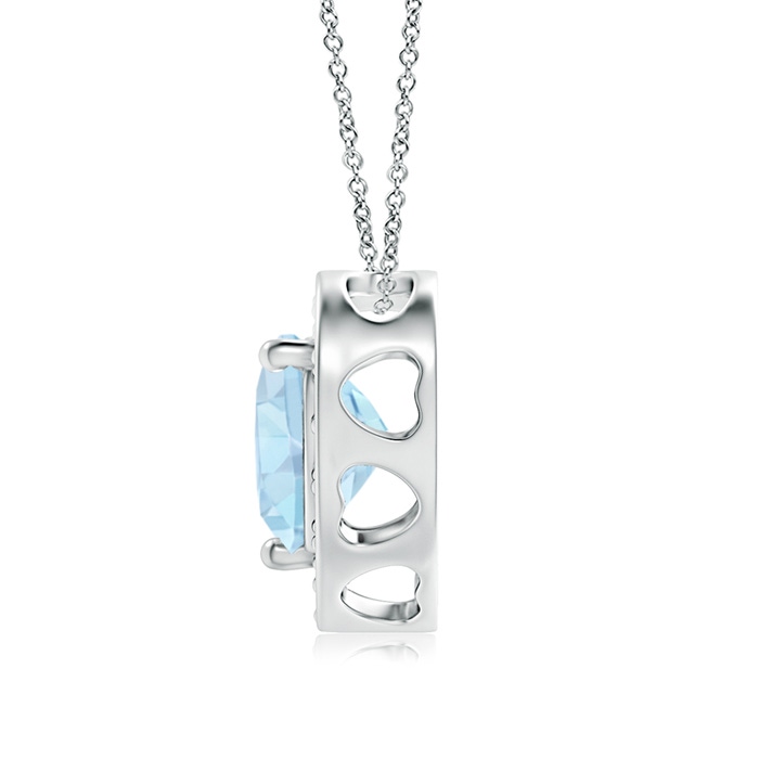 6mm AA Heart-Shaped Aquamarine Pendant with Diamond Halo in White Gold product image