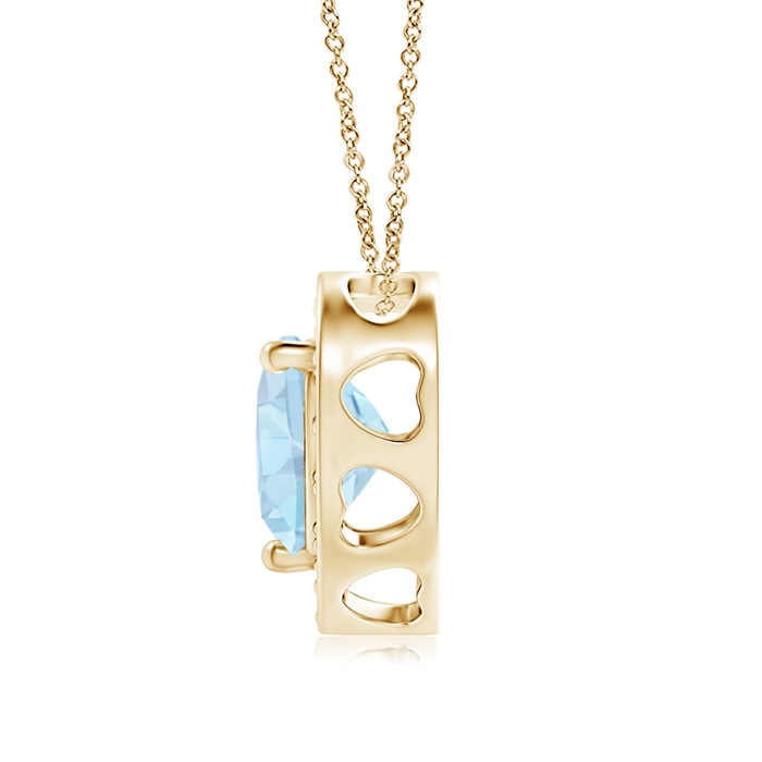 6mm AA Heart-Shaped Aquamarine Pendant with Diamond Halo in Yellow Gold product image