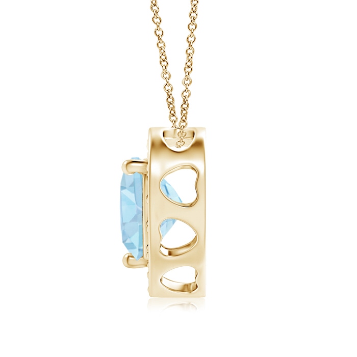 6mm AAA Heart-Shaped Aquamarine Pendant with Diamond Halo in Yellow Gold product image