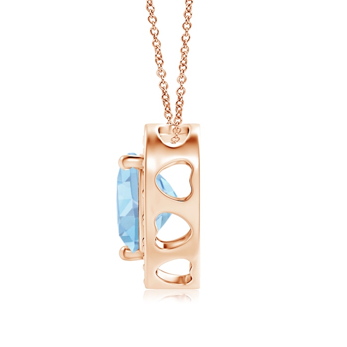 6mm AAAA Heart-Shaped Aquamarine Pendant with Diamond Halo in Rose Gold product image