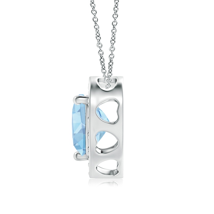 6mm AAAA Heart-Shaped Aquamarine Pendant with Diamond Halo in White Gold Product Image